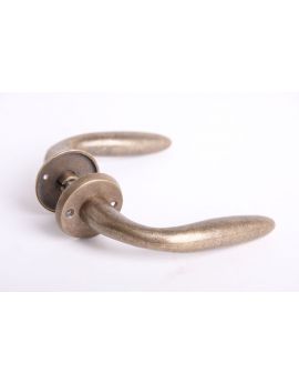 Türdrücker mit Drückerrosetten Nickel Gebürstet mit altweiß Porzellan 140mm