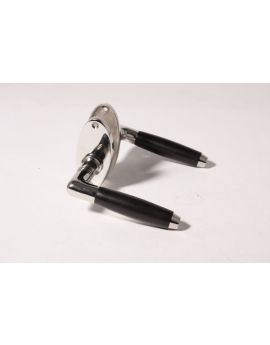 Türdrücker mit Drückerrosetten Nickel Lackiert mit schwarz Ebenholz 110mm