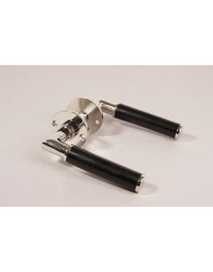 Türdrücker mit Drückerrosetten Nickel Lackiert mit schwarz Ebenholz 125mm