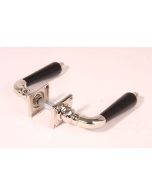 Türdrücker mit Drückerrosetten Nickel Lackiert mit schwarz Ebenholz 115mm